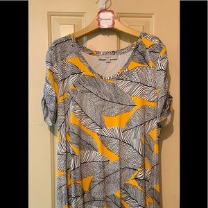 LOFT Geo Swing Dress, Rouched short sleeves, LN